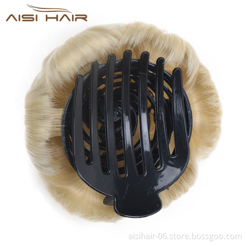 Aisi Hair 9 Flower Gold Plastic Comb Synthetic Fiber Hair Extension Curly Claw On Ponytail Chignon Bun Hairpieces For Women